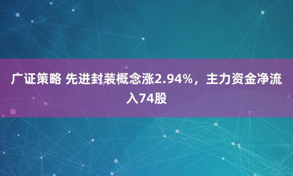 广证策略 先进封装概念涨2.94%，主力资金净流入74股