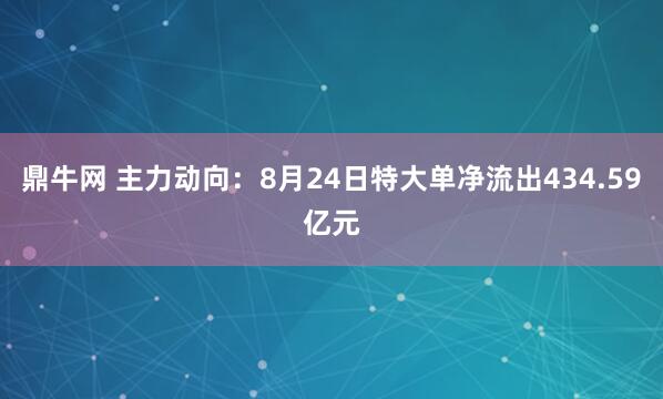 鼎牛网 主力动向：8月24日特大单净流出434.59亿元
